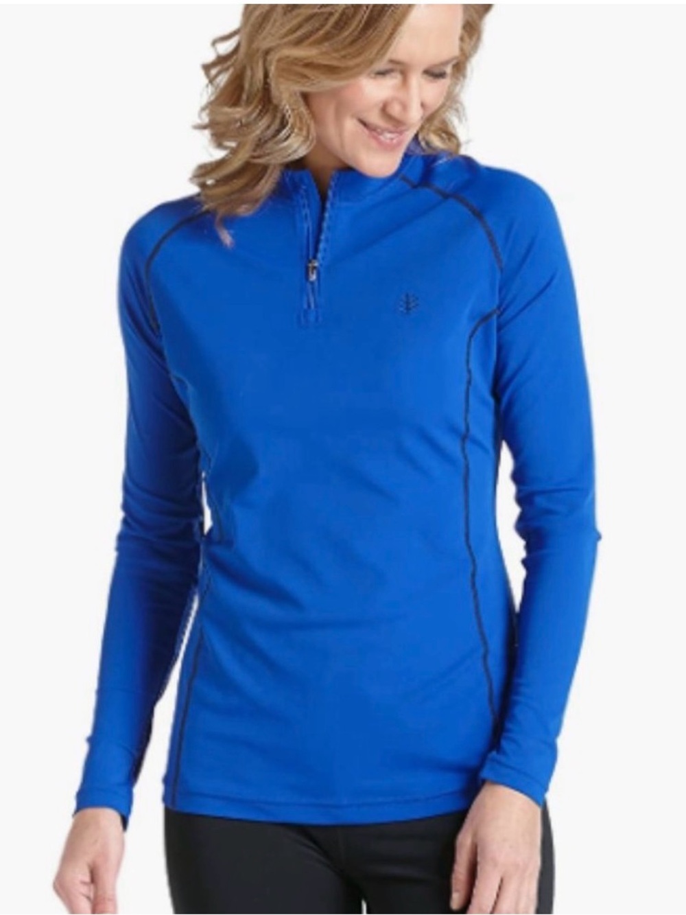 Coolibar Baja Blue quarter zip Rash Guard Swim 1/4 Pullover Size XXL